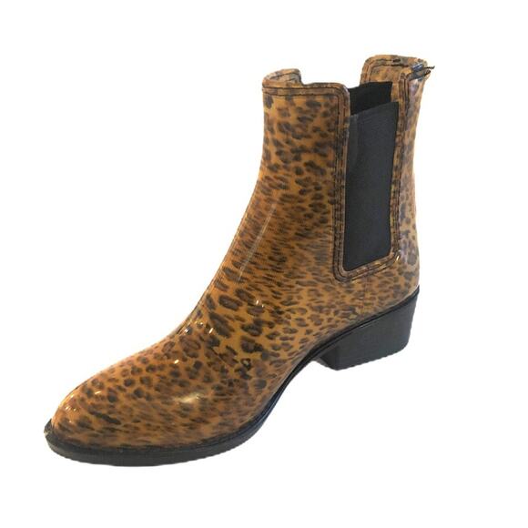 Jeffrey Campbell Women's Brown Black Leopard Waterproof Havana Rain Boots Size 6 - Picture 6 of 8